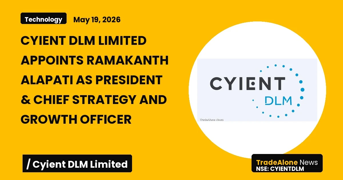 Cyient DLM Limited Cyientdlm Appoints Ramakanth Alapati