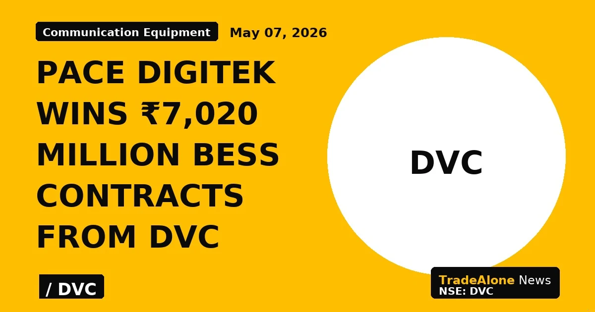 Pace Digitek Wins ₹7,020 Million BESS Contracts From DVC - TradeAlone