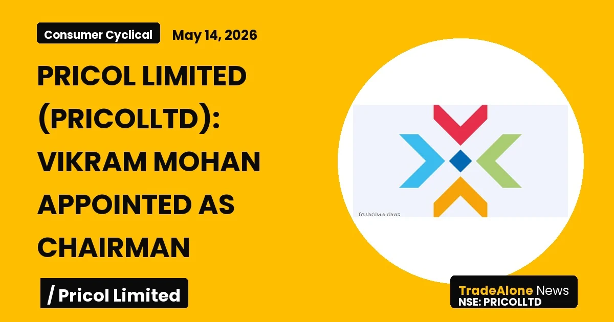 Pricol Limited Pricolltd May 2026 Chairman