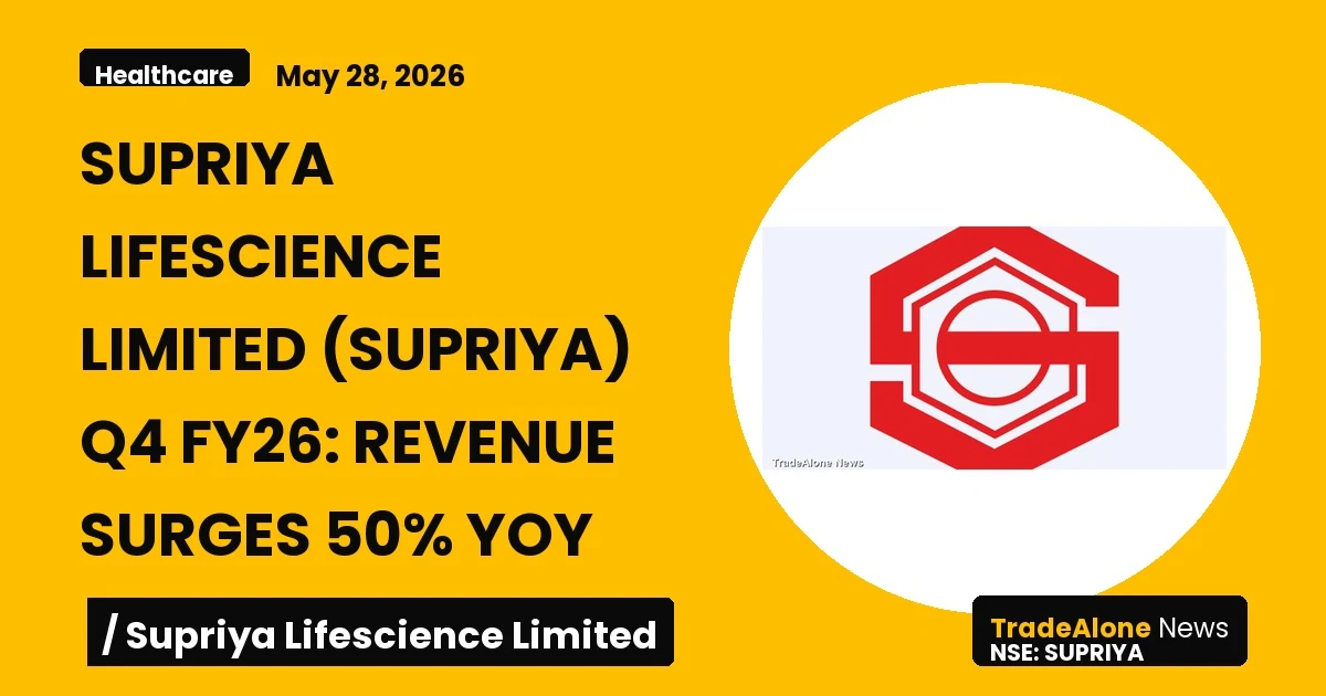 Supriya Lifescience Limited (supriya) Q4 FY26 Results: Revenue Up 50% Yoy