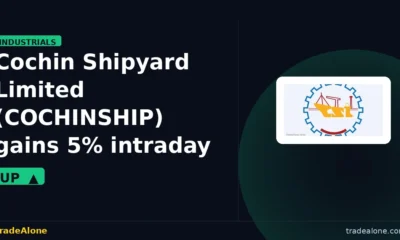 Cochin Shipyard Limited COCHINSHIP gains 5% intraday despite breakdown