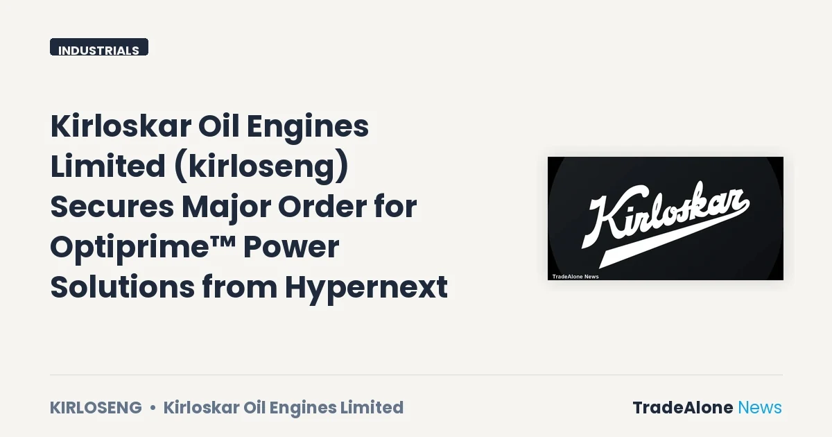 Kirloskar Oil Engines Limited Kirloseng Hypernext Order