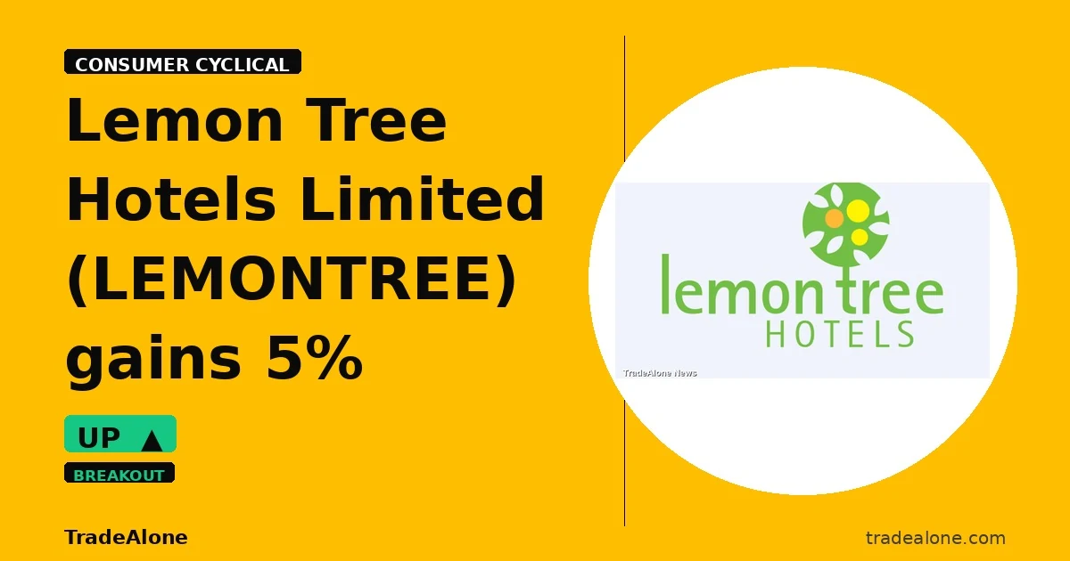 Lemon Tree Hotels Limited LEMONTREE gains 5% intraday