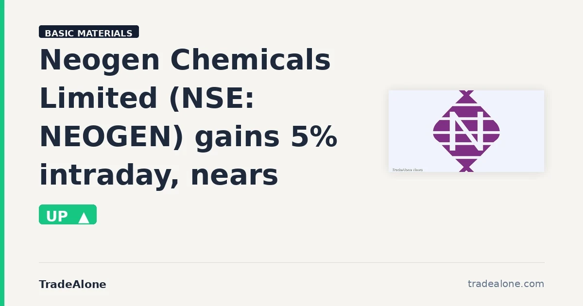 Neogen Chemicals Limited NSE NEOGEN gains 5% nears resistance
