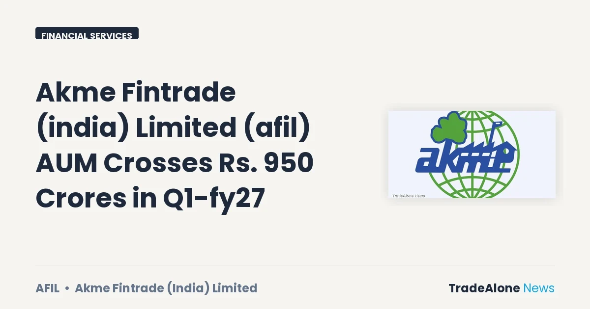 Akme Fintrade (india) Limited AUM Rs. 950 Crores Q1 FY27