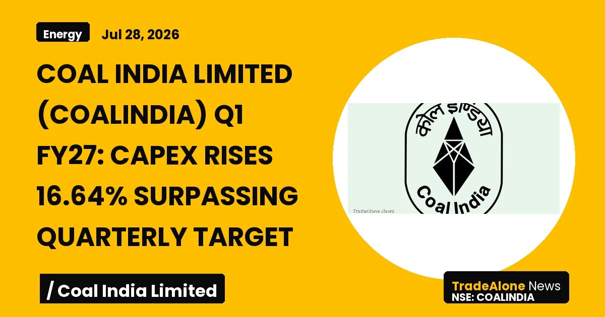Coal India Limited Coalindia Q1 FY27 Capex