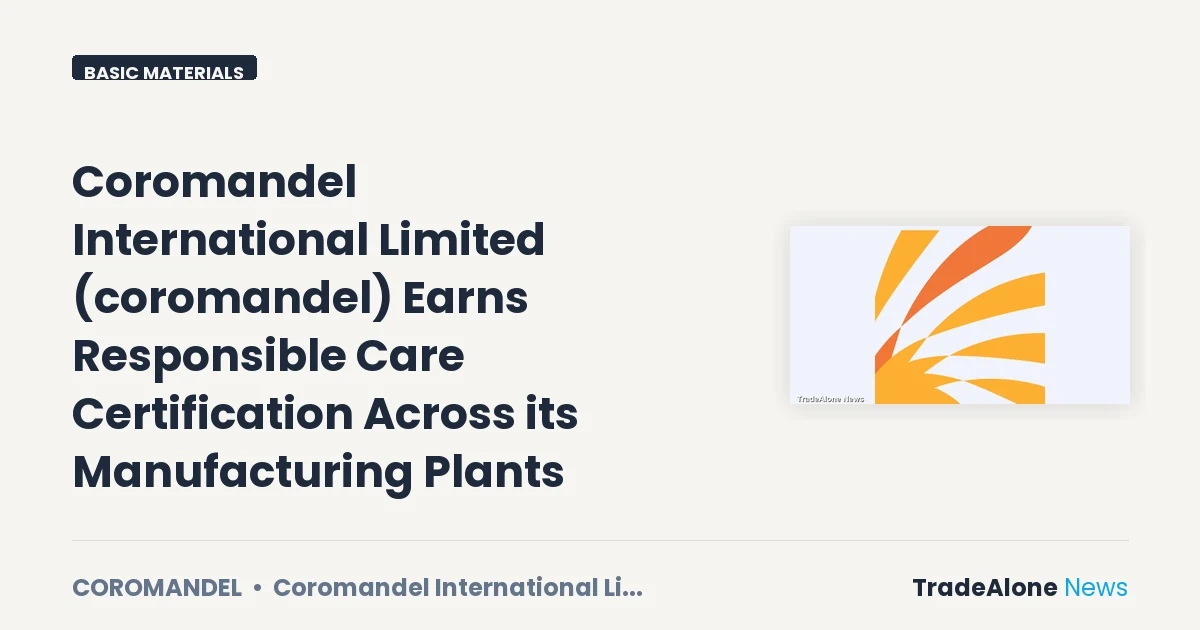 Coromandel International Coromandel Responsible Care Certification Q3 FY26