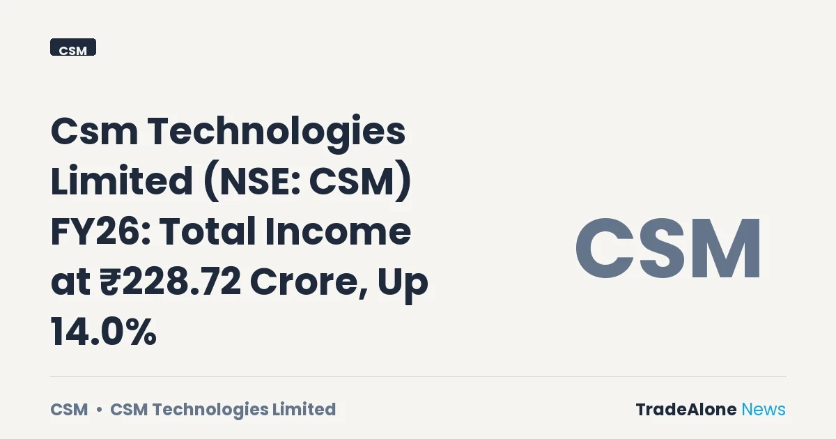 Csm Technologies Limited FY26 Total Income ₹228.72 Crore