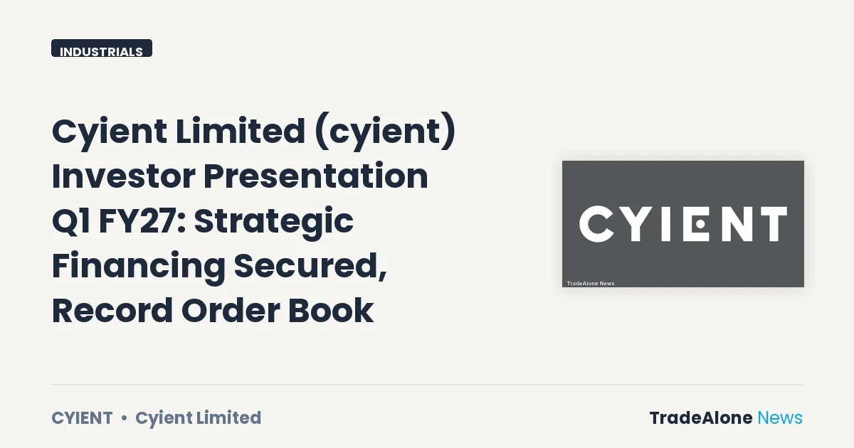 Cyient Limited Cyient Q1 FY27 Investor Presentation