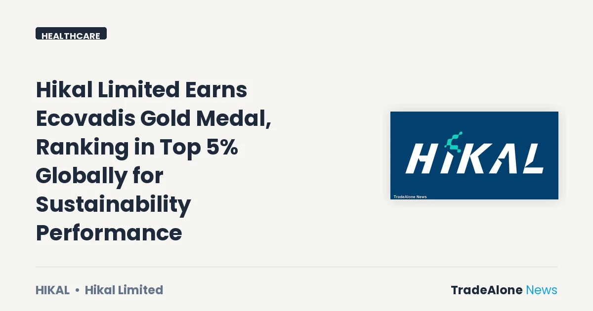 Hikal Limited NSE HIKAL Ecovadis Gold Medal Sustainability Rating