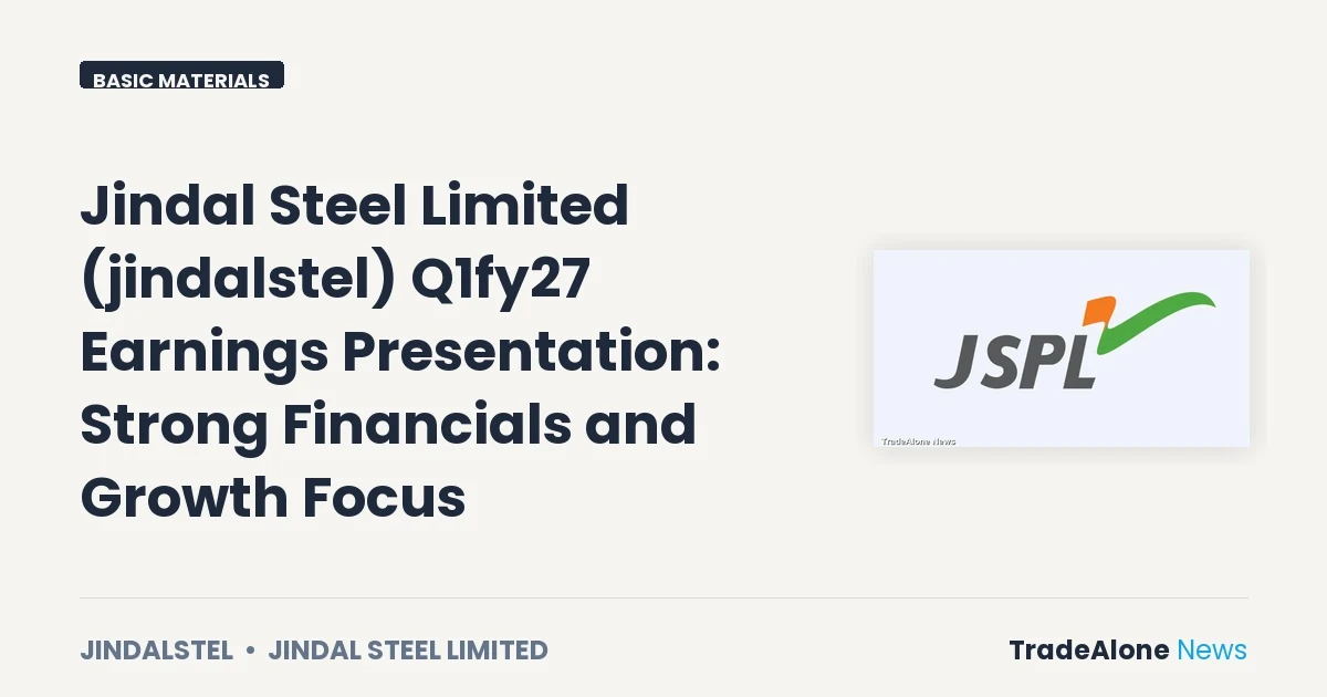 Jindal Steel Limited Q1fy27 Earnings Presentation