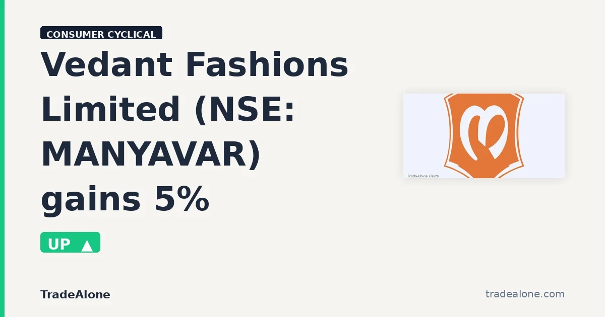Vedant Fashions Limited MANYAVAR gains 5% intraday