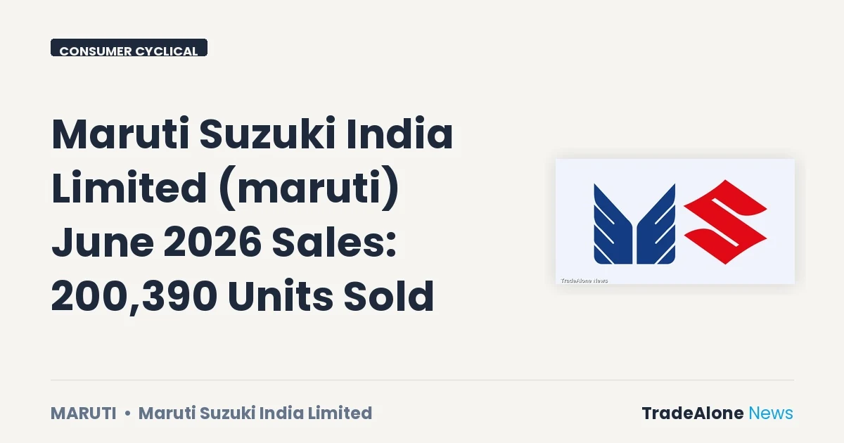 Maruti Suzuki India Limited Maruti June 2026 Sales