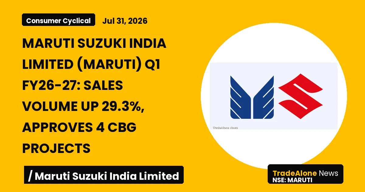 Maruti Suzuki India Limited Maruti Q1 Fy26-27 Results