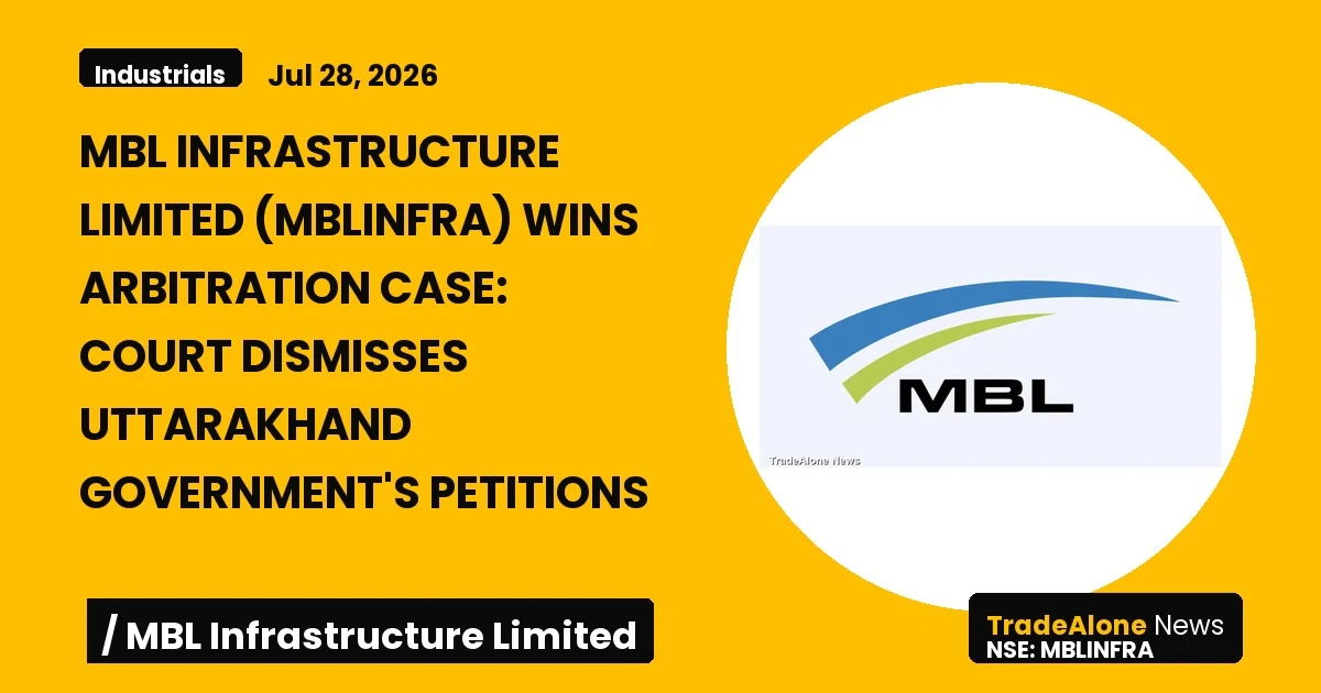 Mbl Infrastructure Limited Mblinfra Arbitration Award July 2026