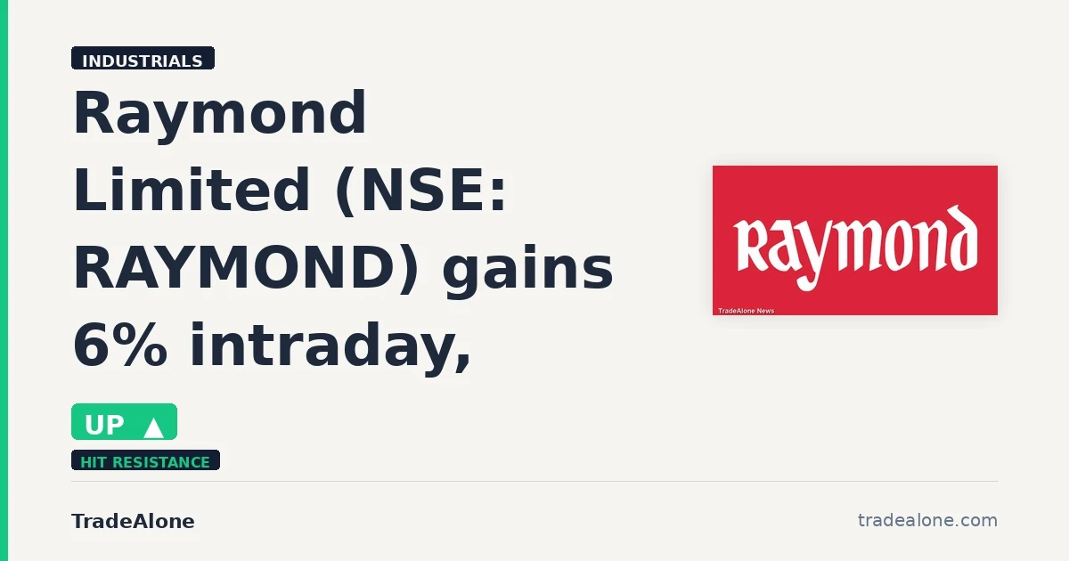 Raymond Limited NSE: RAYMOND gains 6% intraday tests resistance