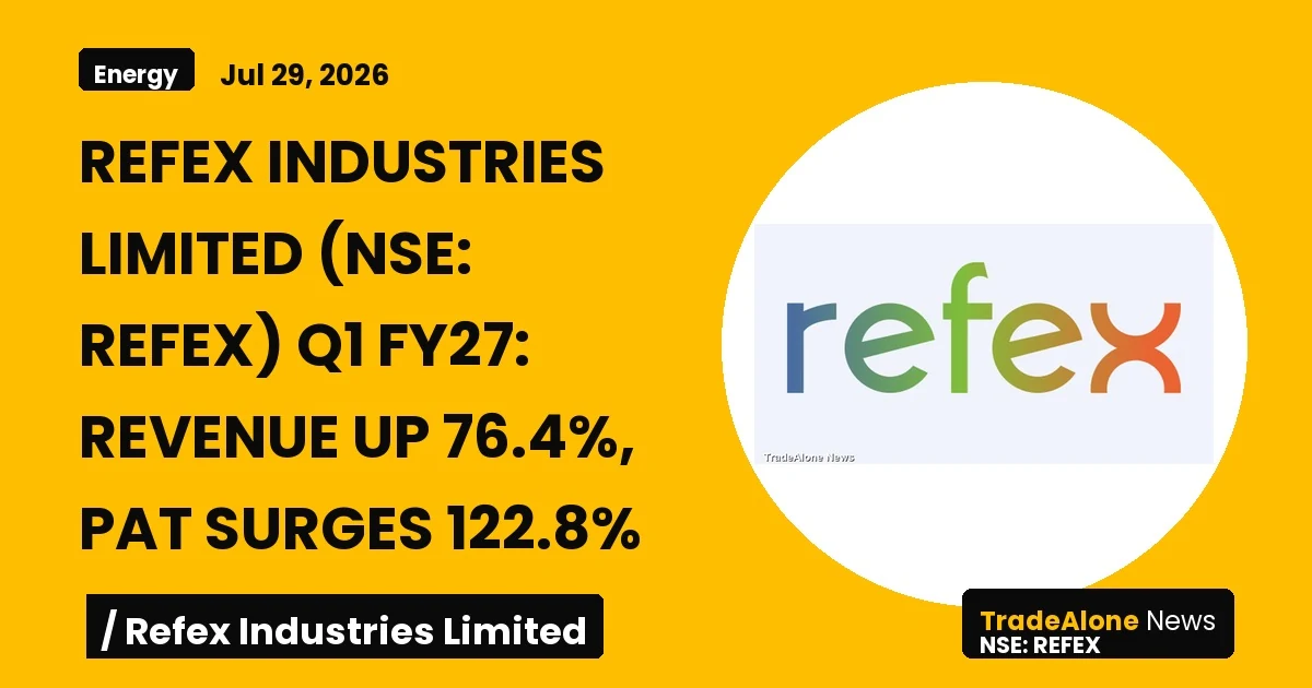 Refex Industries Limited NSE REFEX Q1 FY27 Results