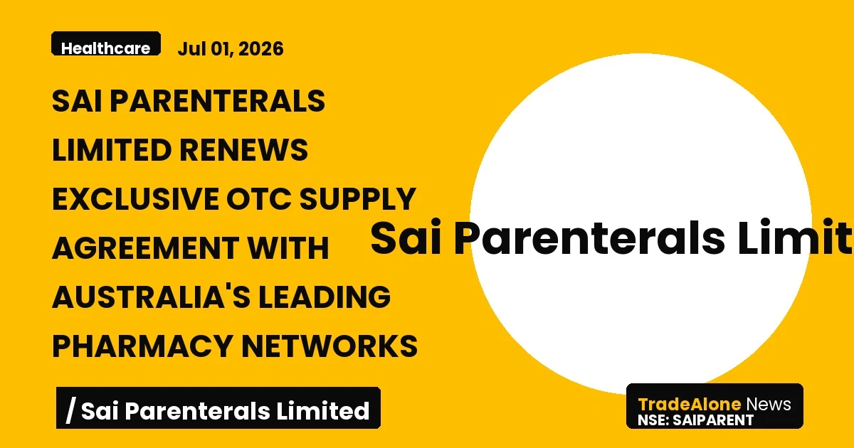Sai Parenterals Limited Saiparent OTC Supply Renewal