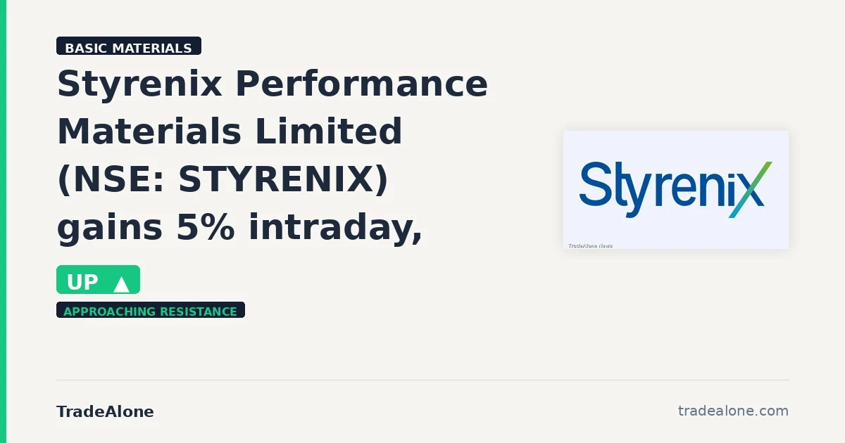 Styrenix Performance Materials Limited NSE: STYRENIX gains 5% intraday