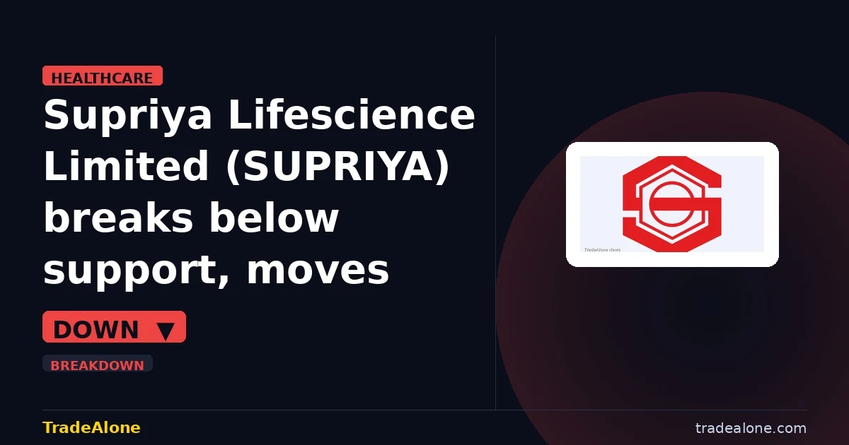 Supriya Lifescience Limited SUPRIYA breaks below support