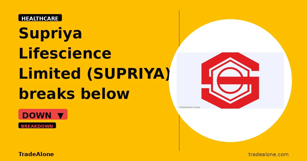 Supriya Lifescience Limited SUPRIYA breaks below support