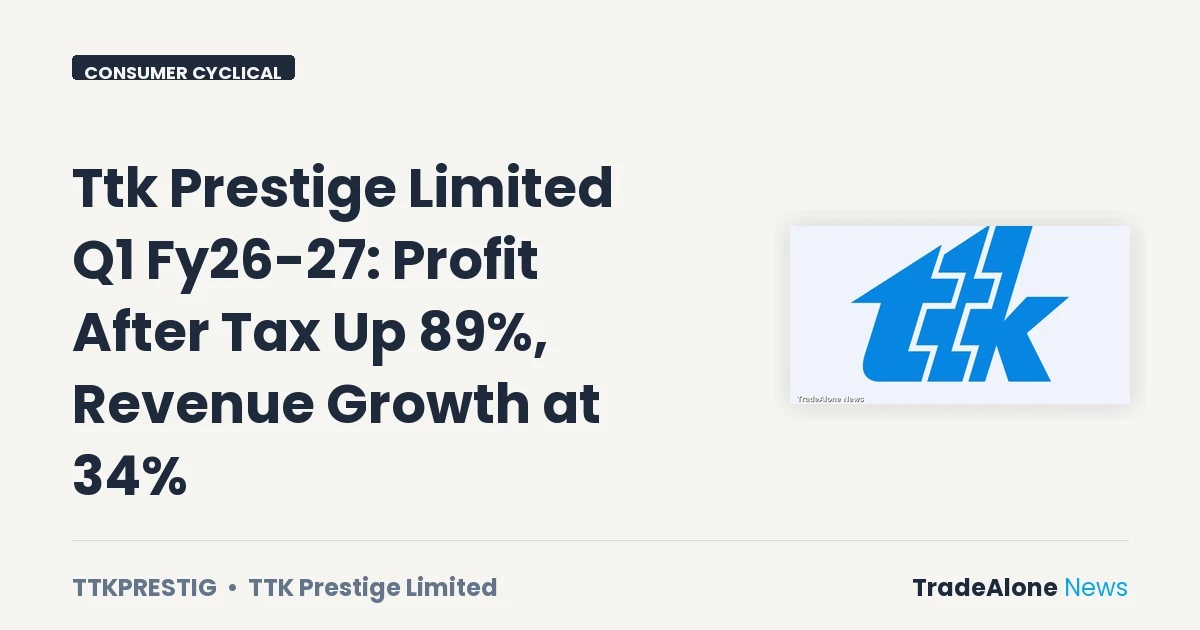 Ttk Prestige Limited Ttkprestig Q1 FY26 Results