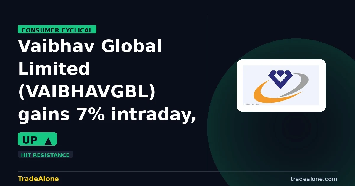 Vaibhav Global Limited VAIBHAVGBL gains 7% tests resistance