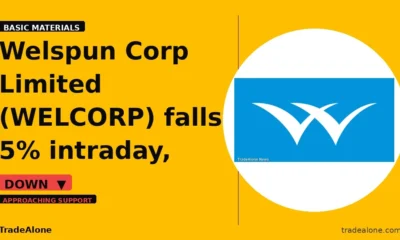 Welspun Corp Limited WELCORP falls 5% nearing support