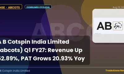 A B Cotspin India Limited Abcots Q1 FY27 Results