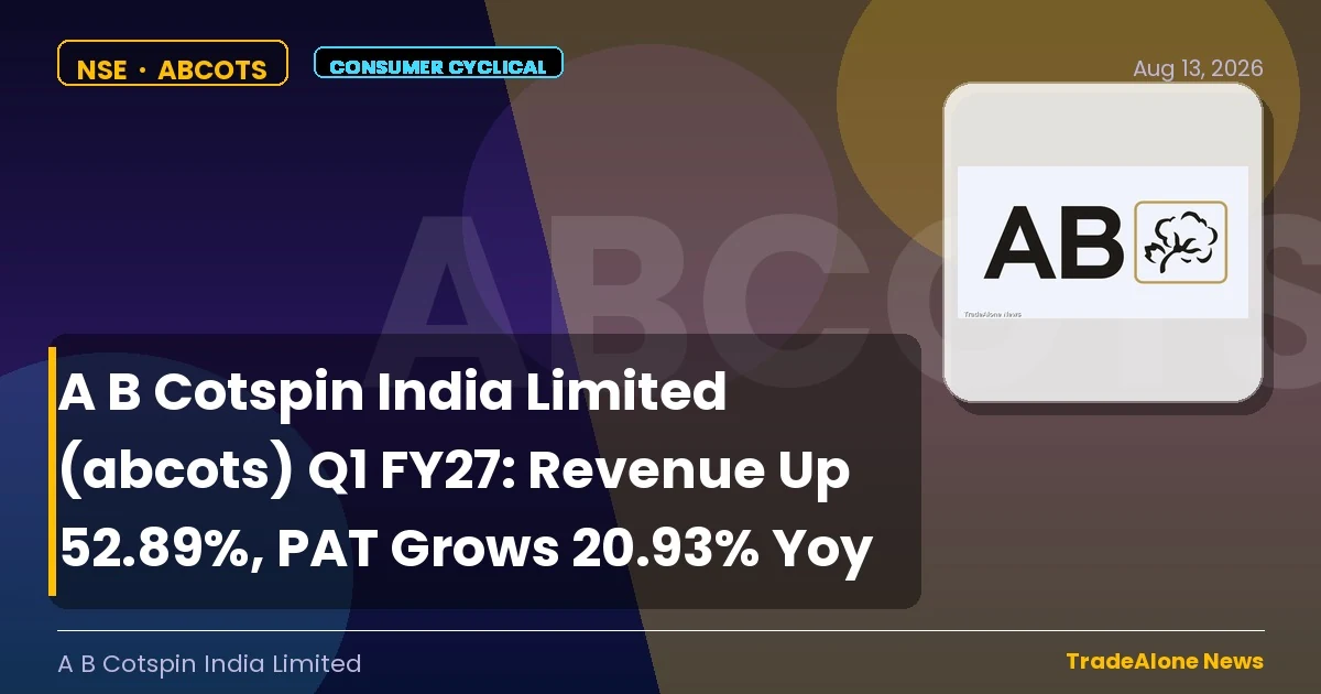 A B Cotspin India Limited Abcots Q1 FY27 Results