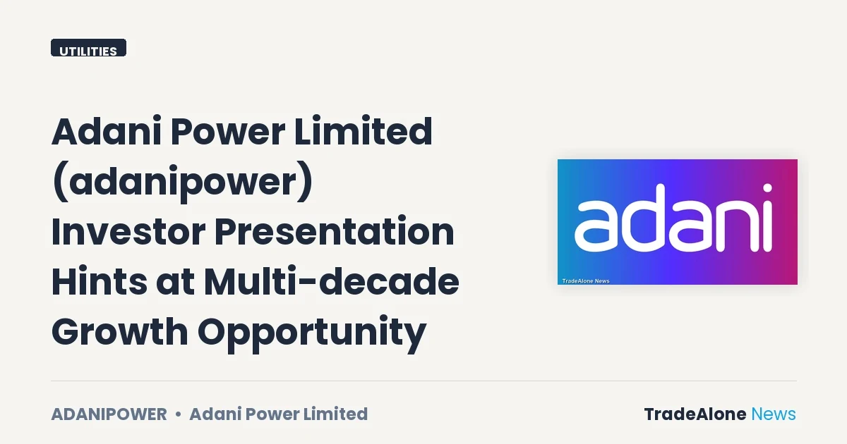 Adani Power Limited Adanipower Investor Presentation August 2026