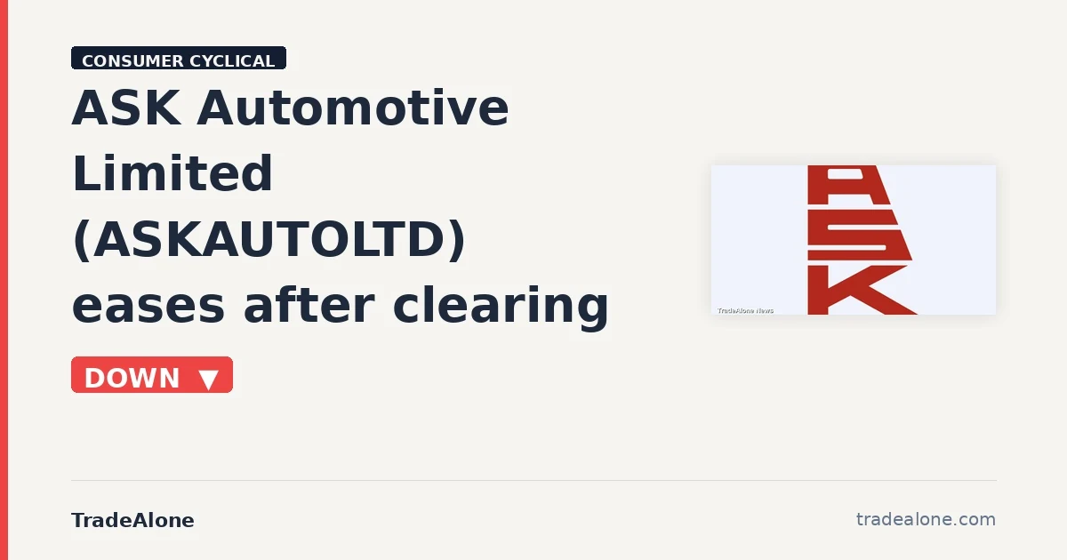 ASK Automotive Limited ASKAUTOLTD pulls back from breakout highs