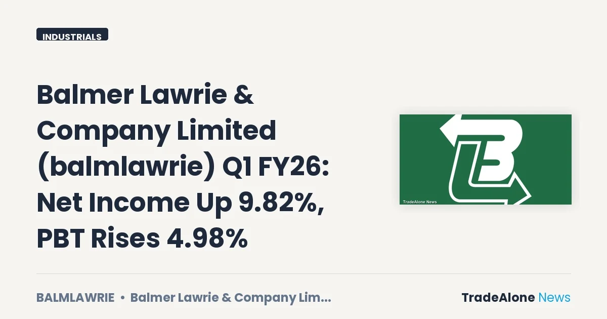 Balmer Lawrie & Company Limited Balmlawrie Q1 FY26 Results