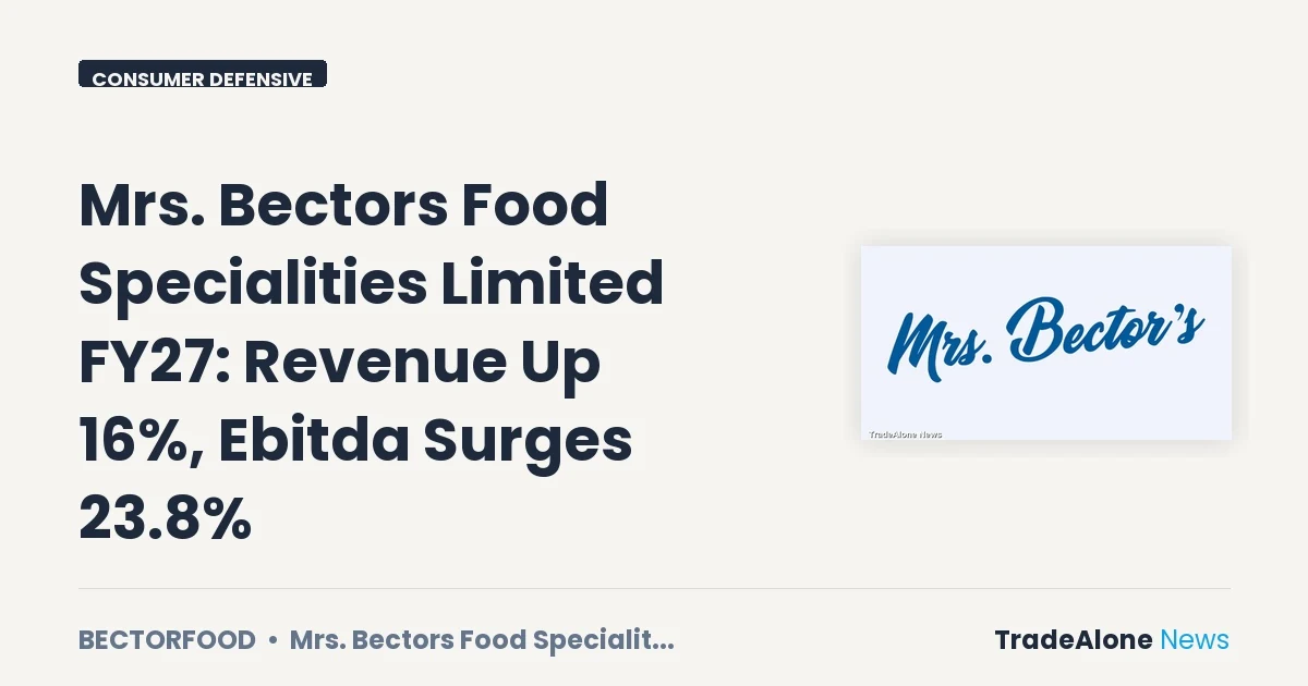 Mrs. Bectors Food Specialities Limited FY27 Results: Revenue Up 16%, Ebitda Surges 23.8%