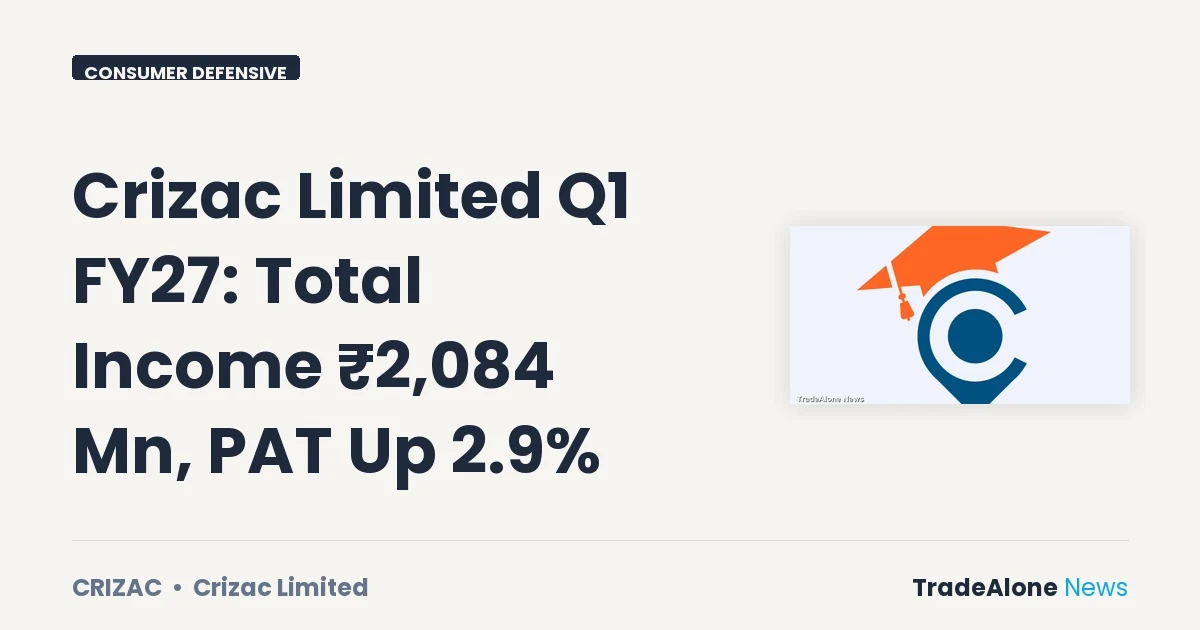 Crizac Limited Crizac Q1 FY27 Results