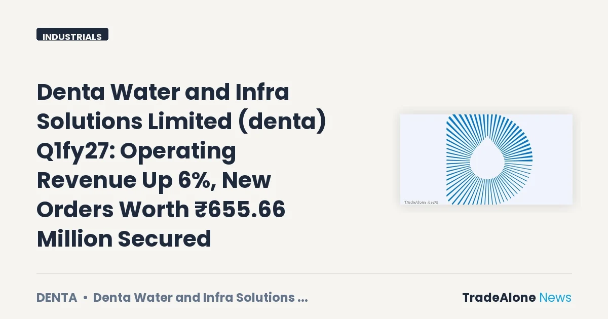 Denta Water and Infra Solutions Limited Q1fy27 Results: Operating Revenue Up 6%, New Orders ₹655.66 Million