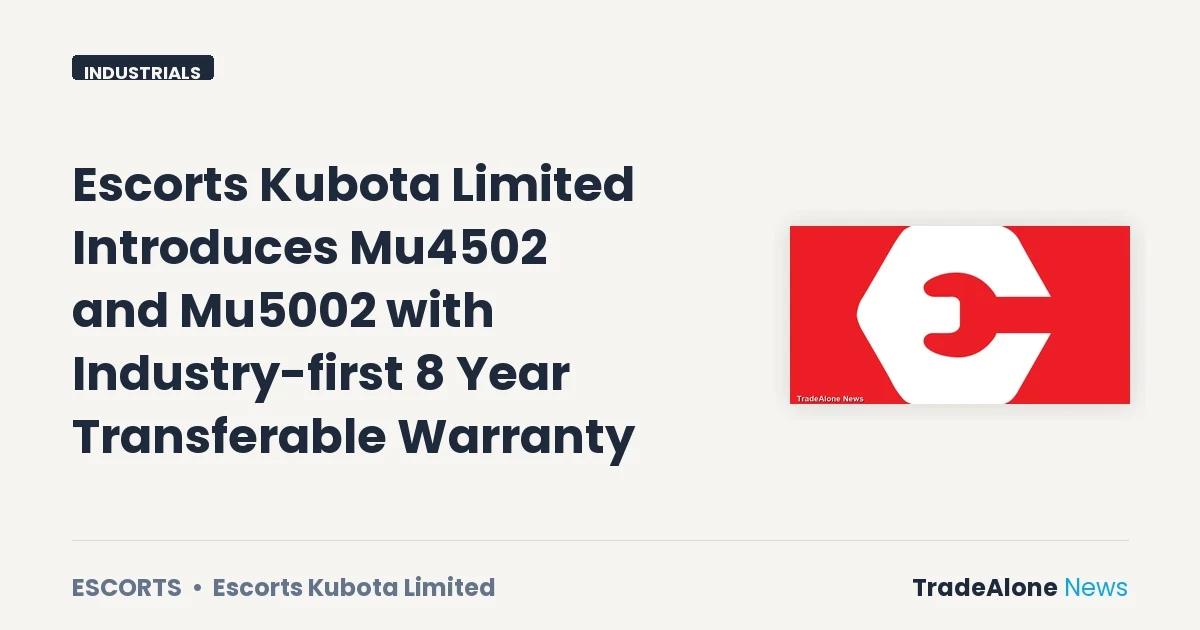 Escorts Kubota Limited Escorts Mu4502 Mu5002 Warranty August 2026