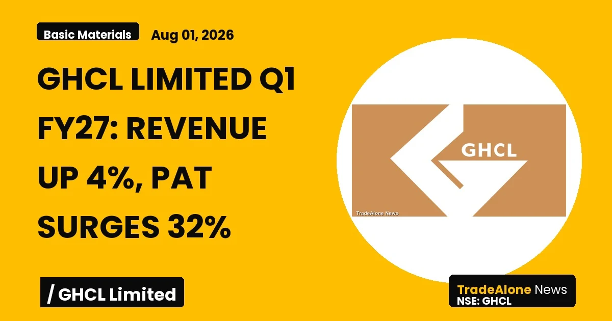 Ghcl Limited Q1 FY27 Results: Revenue Up 4%, PAT Surges 32%