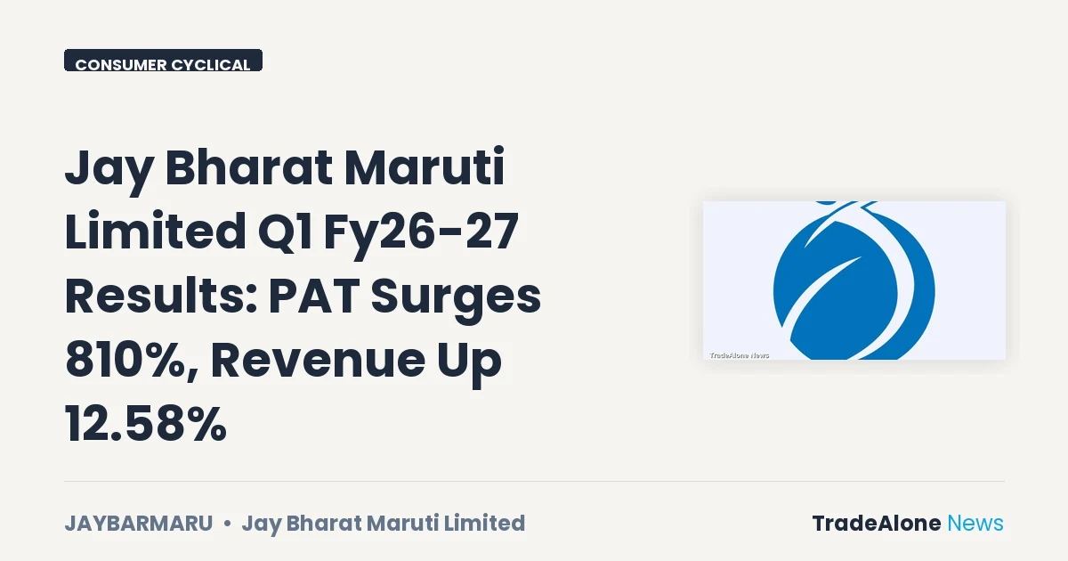 Jay Bharat Maruti Limited Q1 Fy26-27 Results