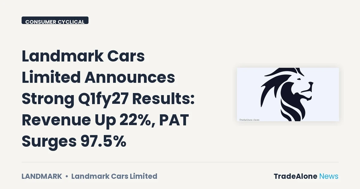 Landmark Cars Limited Q1fy27 Results: Revenue Up 22%, PAT Surges 97.5%
