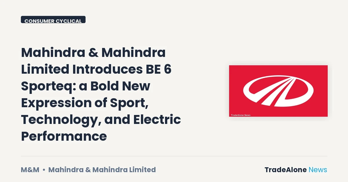 Mahindra & Mahindra M&M Q3 FY26 BE 6 Sporteq Launch