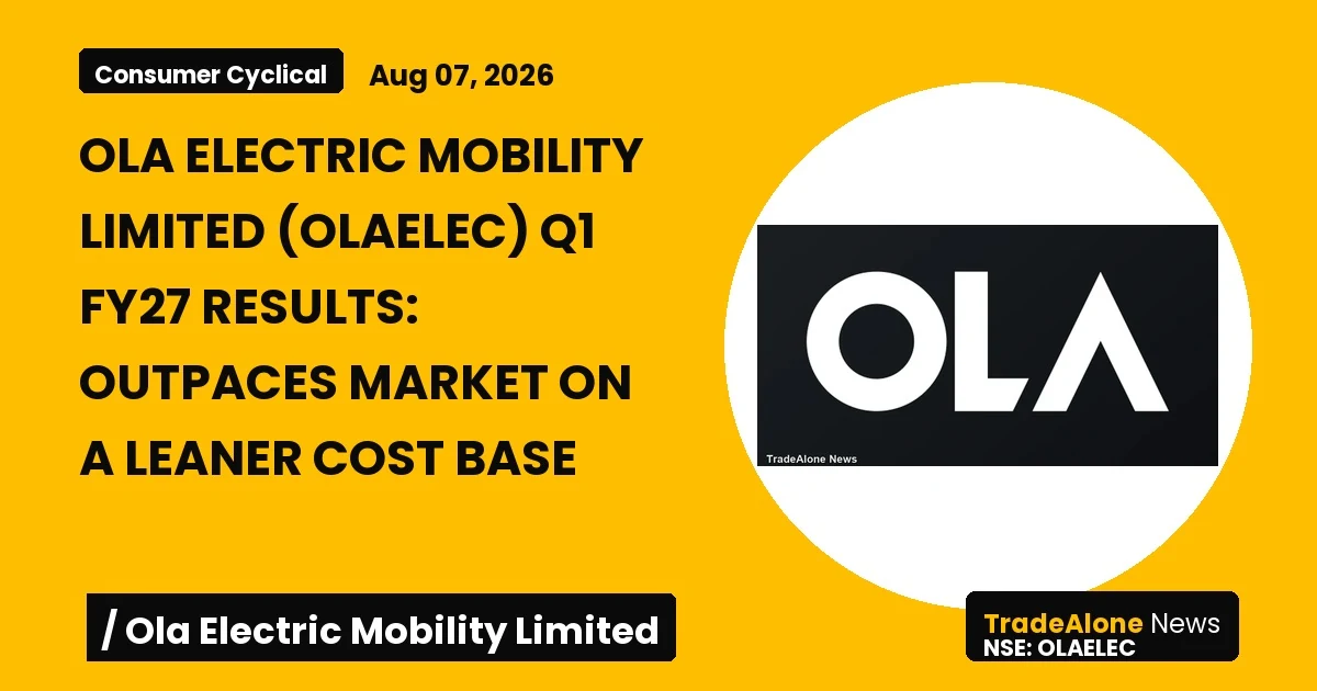 Ola Electric Mobility Limited Olaelec Q1 FY27 Results