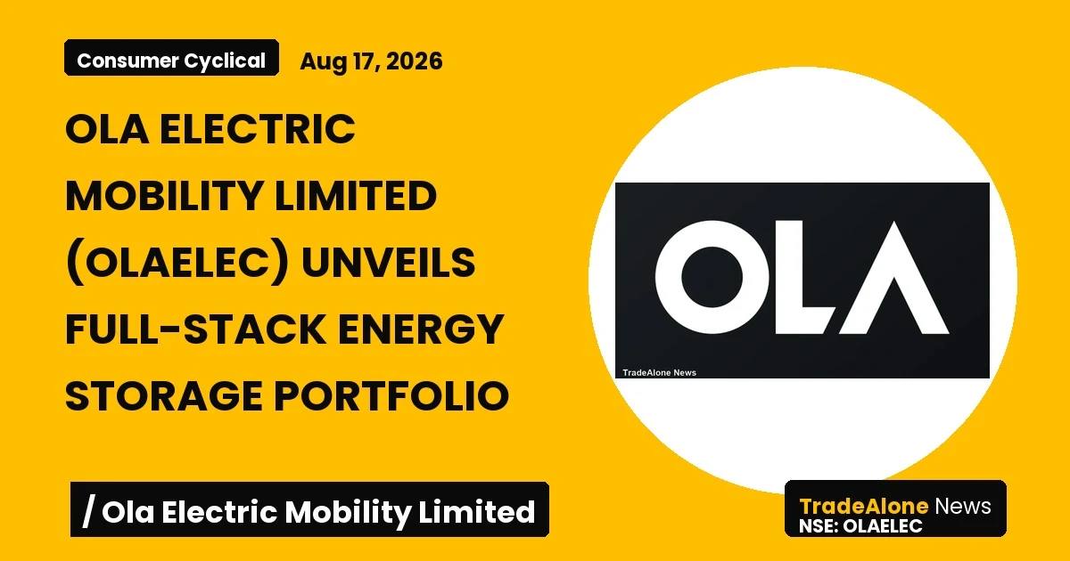 Ola Electric Mobility Limited Olaelec August 2026 Energy Storage Portfolio