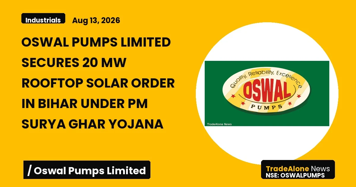 Oswal Pumps Limited Oswalpumps Q3 FY26 Rooftop Solar Order