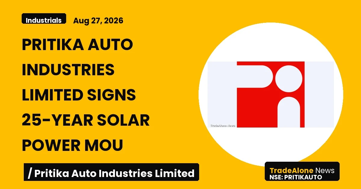 Pritika Auto Industries Limited Pritikauto 25-year Solar MOU