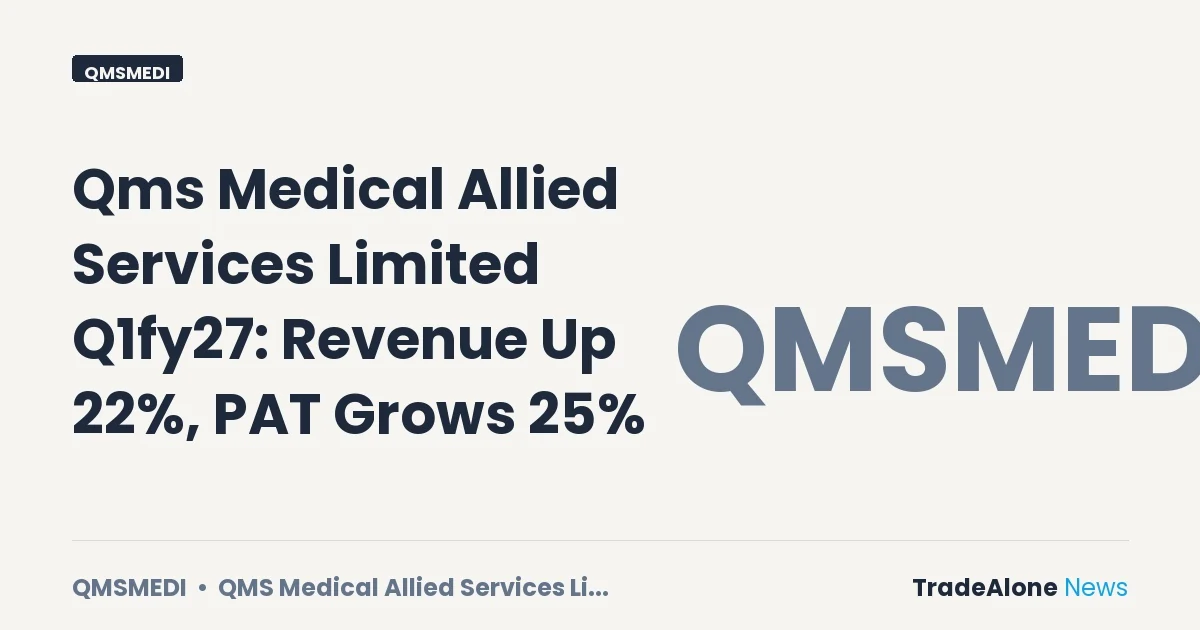 Qms Medical Allied Services Limited Q1fy27 Results: Revenue Up 22%, PAT Grows 25%