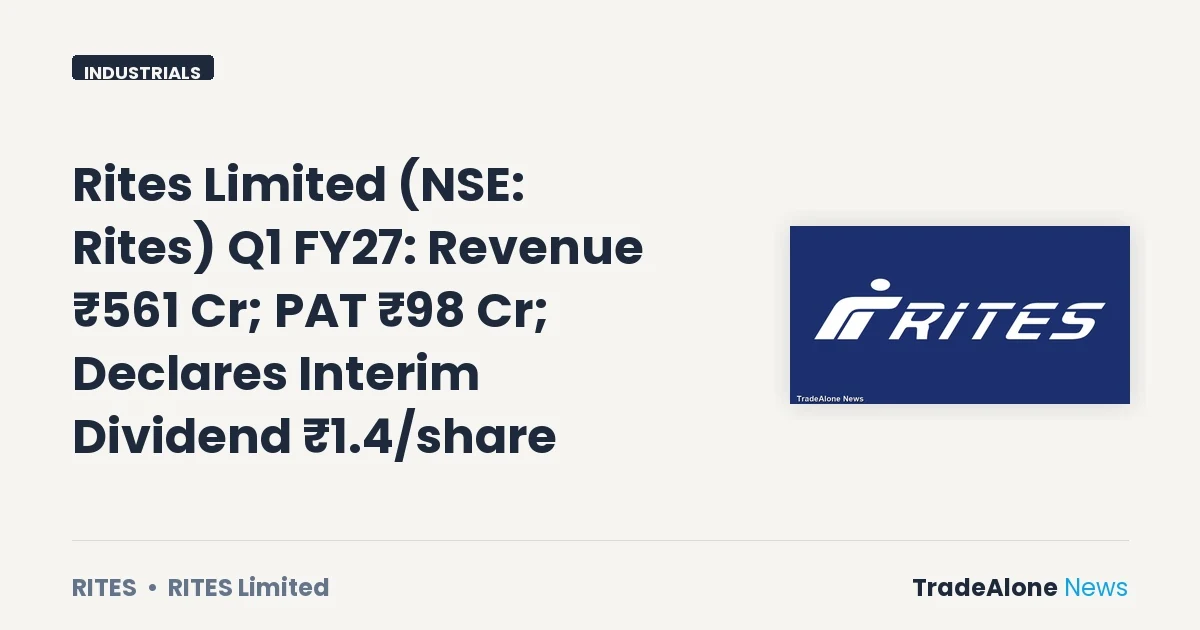 Rites Limited NSE RITES Q1 FY27 Results