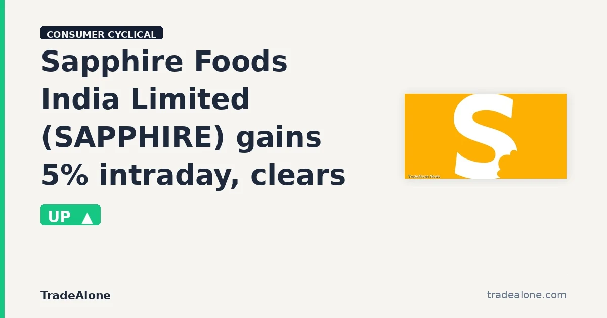 Sapphire Foods India Limited SAPPHIRE gains 5% intraday