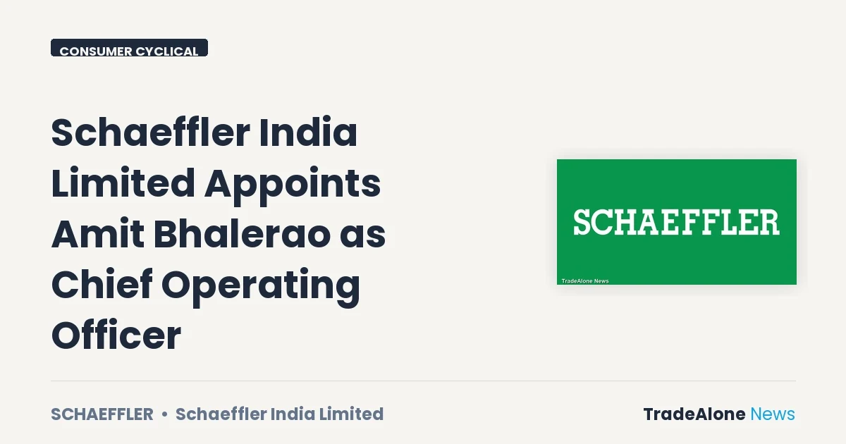 Schaeffler India Limited Schaeffler COO Appointment