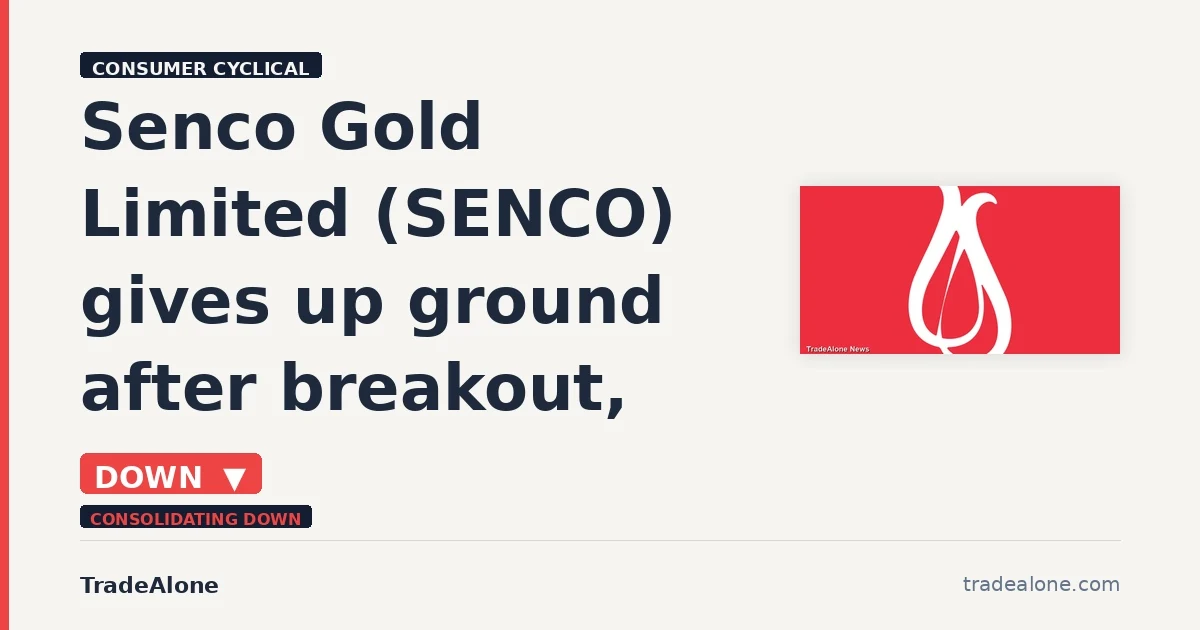 Senco Gold Limited SENCO pulls back from breakout highs